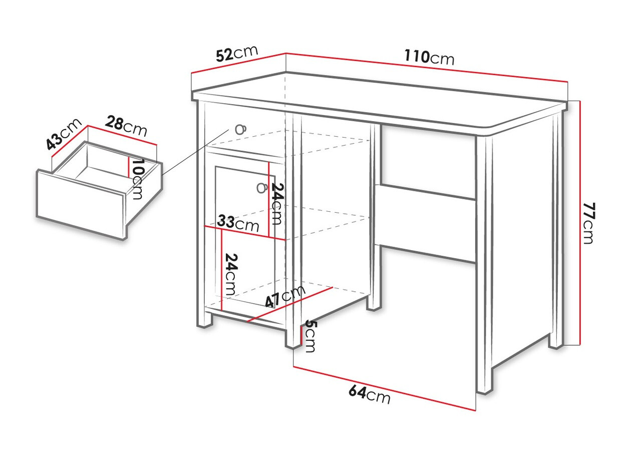 Bureau Romelbo 139 (Blanc + Chêne)