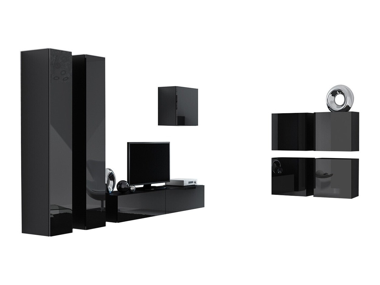 Ensemble de salon Venenou 110 (Noir + Noir brillant)