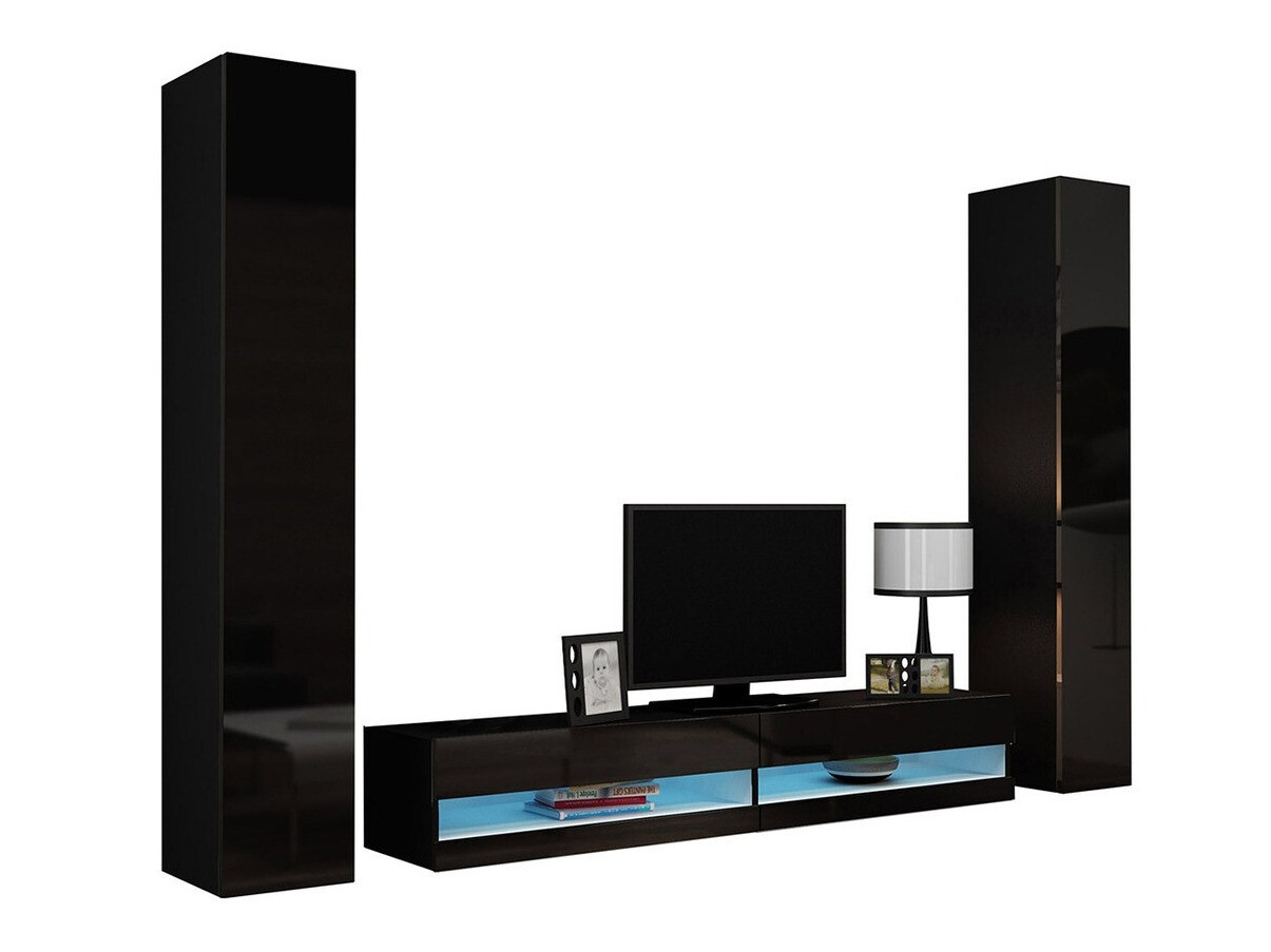 Ensemble de salon Venenou 113 (Noir + Noir brillant)