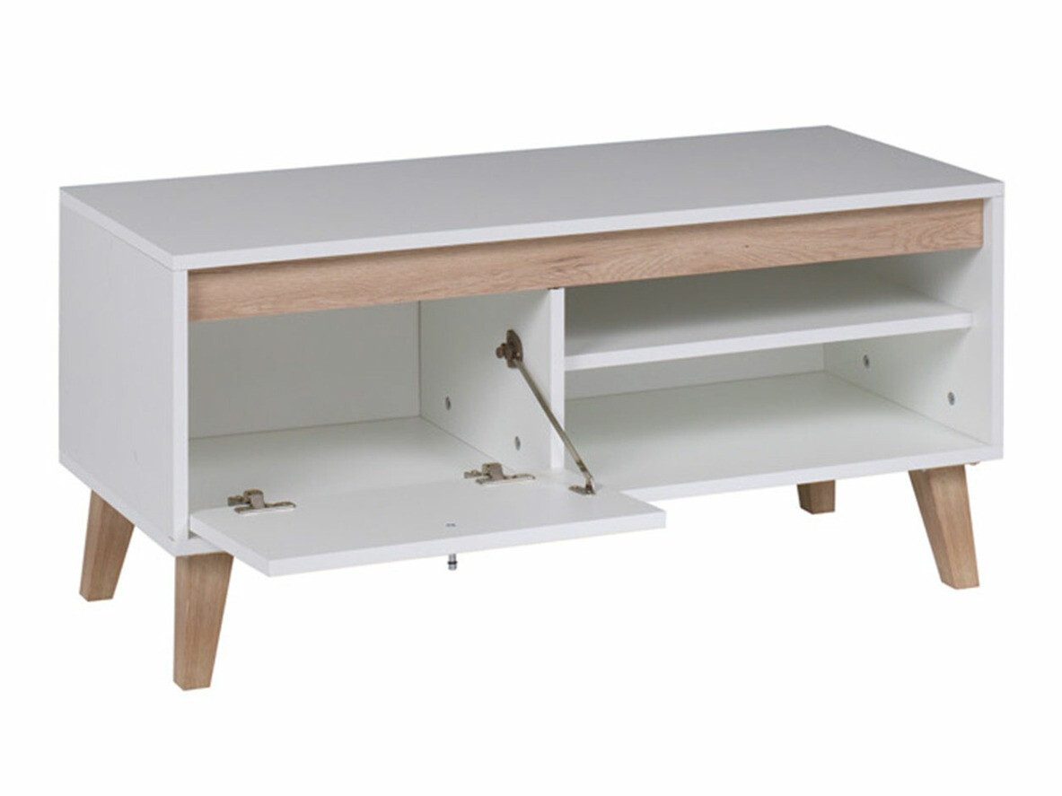 Ensemble de salon Delbene 118 (Chêne clair de San Remo + Mat blanc)