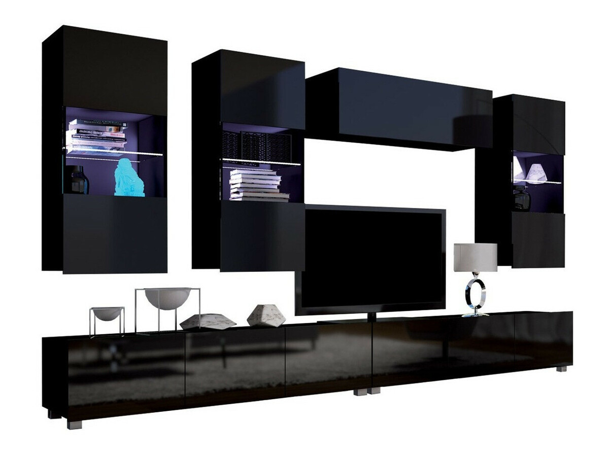 Ensemble de salon Remus V (Noir + Noir brillant)