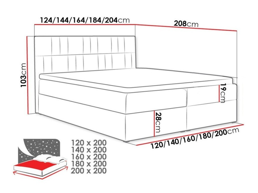 Lit boxspring Baltimore 144 (Kronos 09)