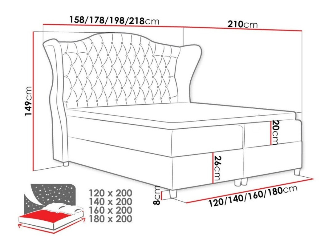 Lit boxspring Poeta (Kronos 22)