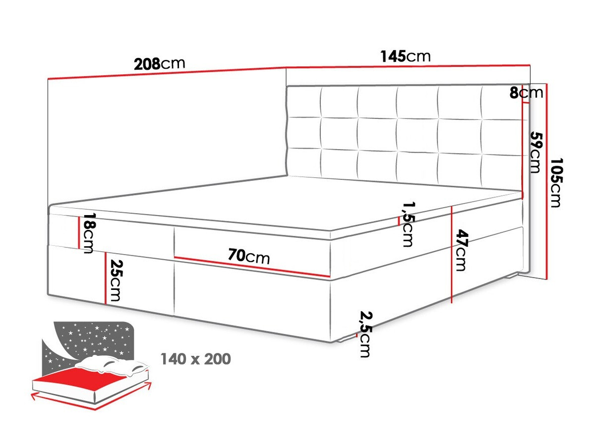 Lit boxspring Memphis 115 (Rico 20)