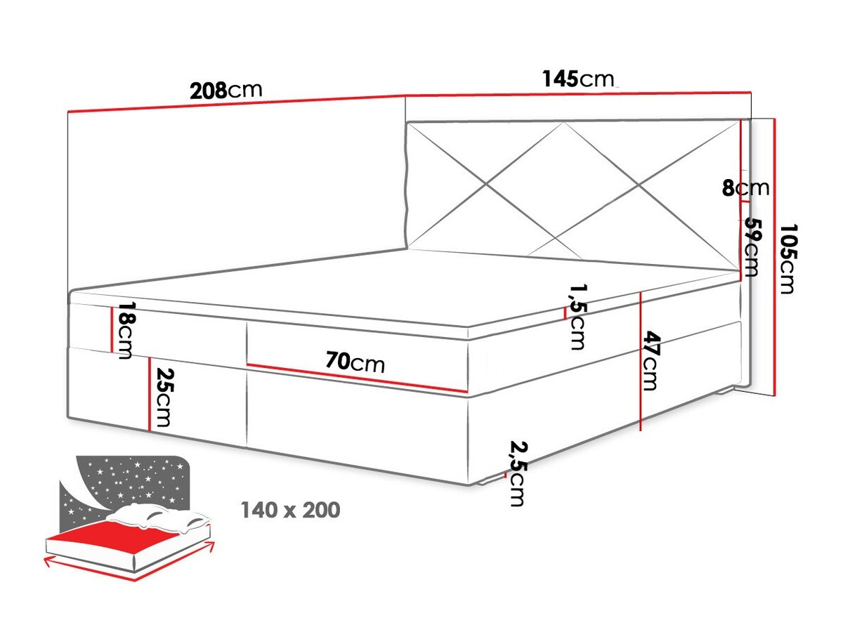 Lit boxspring Memphis 117 (Rico 20)