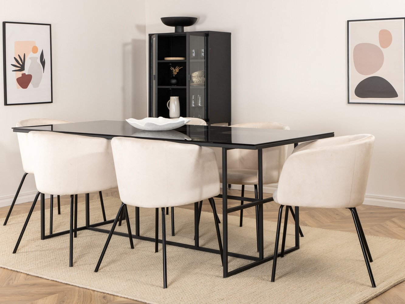 Salle à manger complète Dallas 2639 (Beige + Noir)