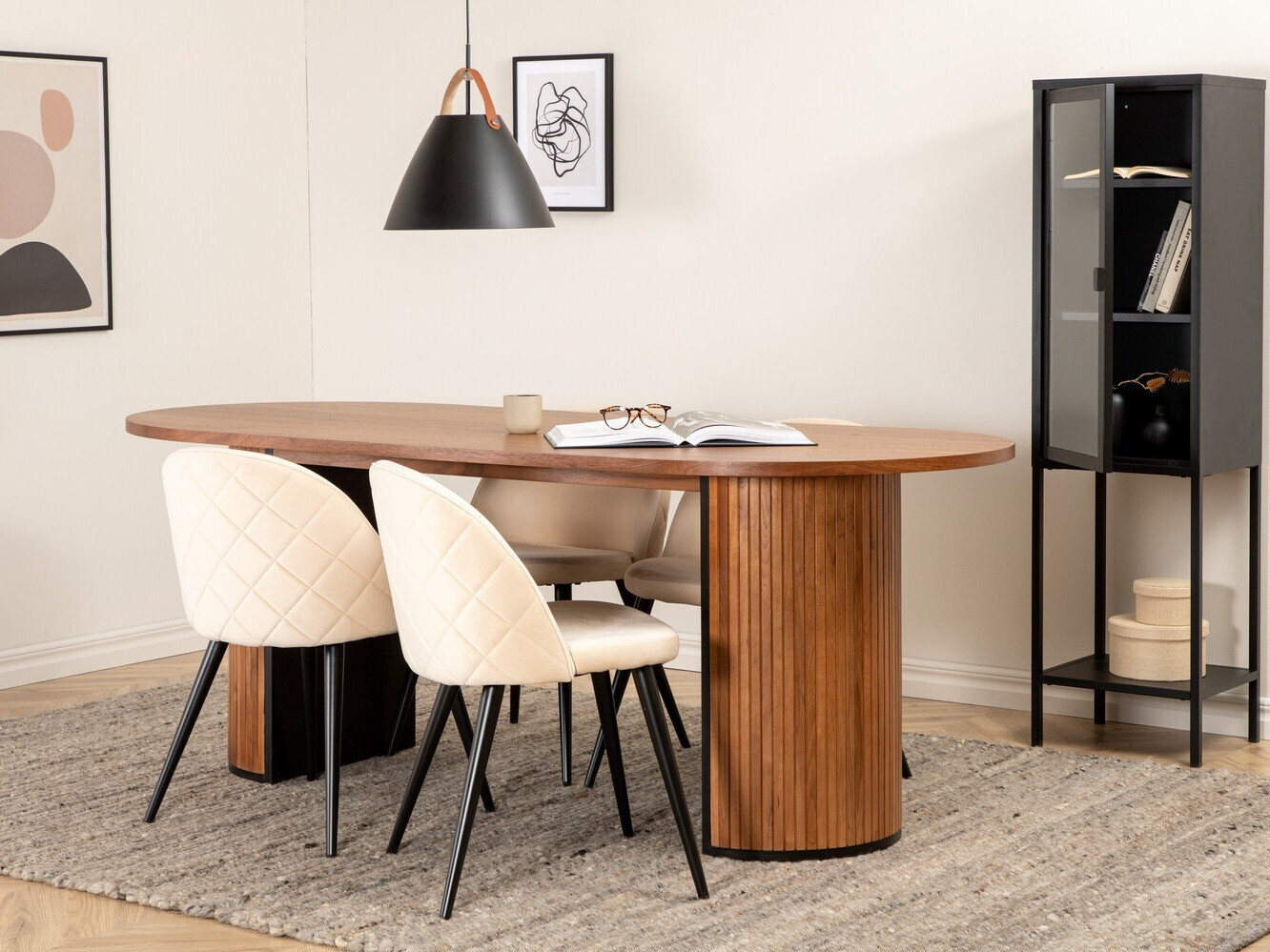 Salle à manger complète Dallas 2764 (Crème + Noir)