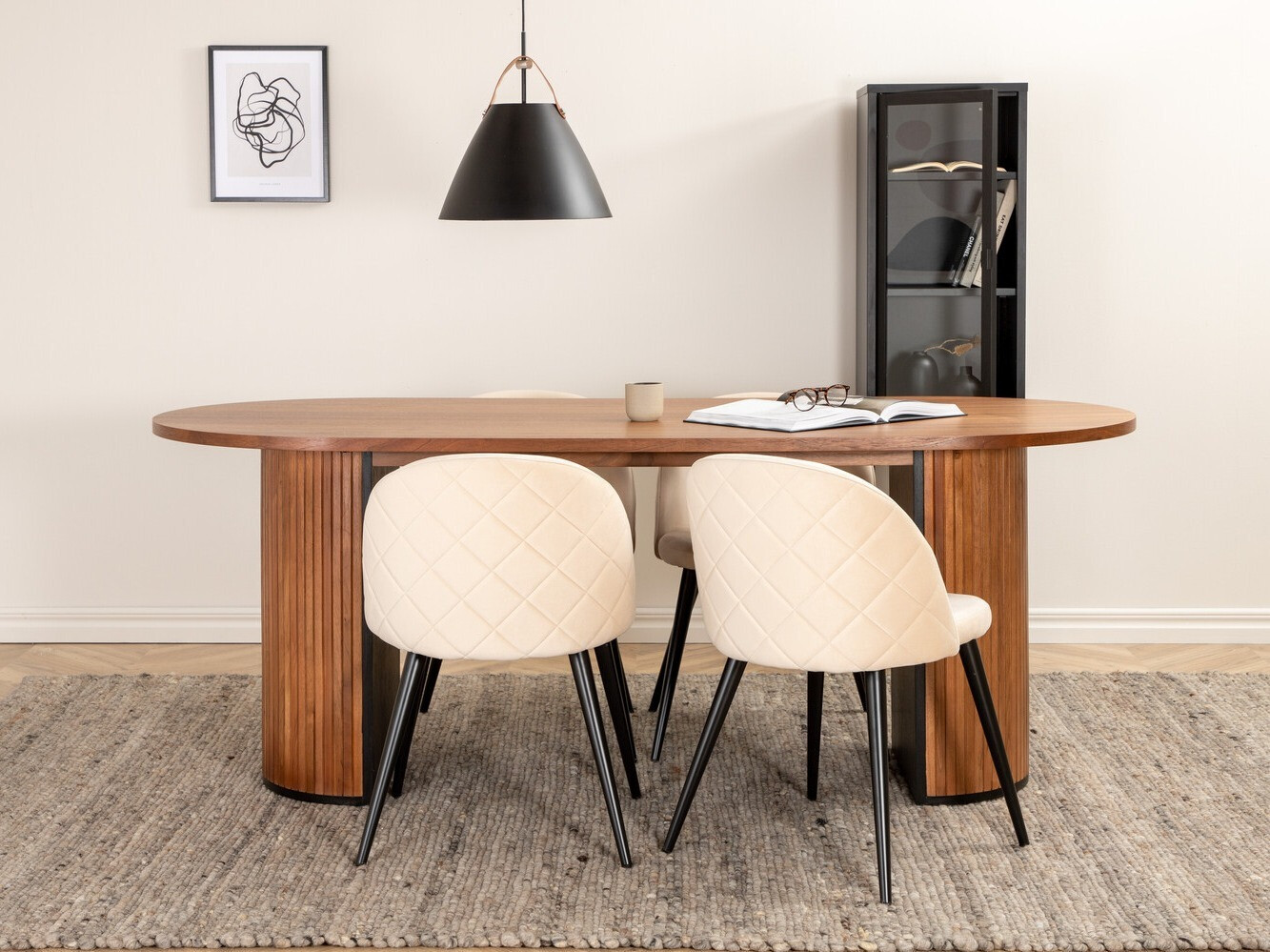 Salle à manger complète Dallas 2764 (Crème + Noir)