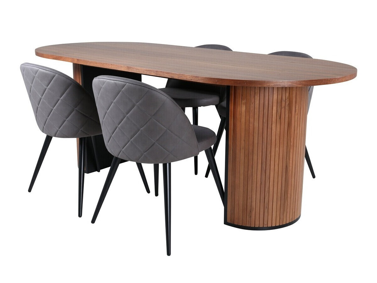 Salle à manger complète Dallas 2764 (Gris + Noir)