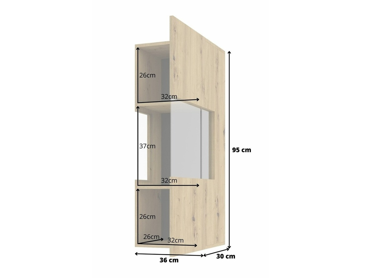 Armoire murale Revmiru 101 (Noir + Chêne wotan)