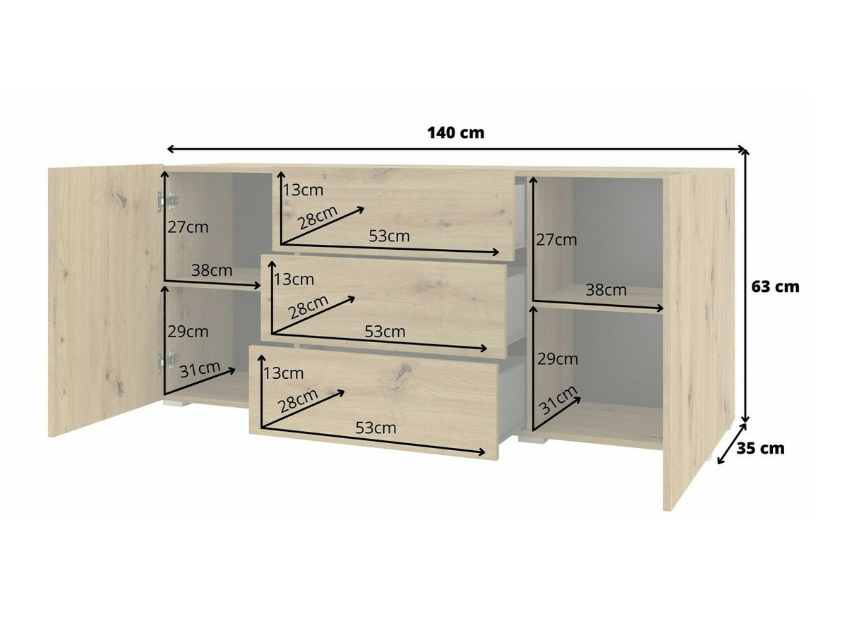 Commode Revmiru 103 (Noir + Chêne wotan)