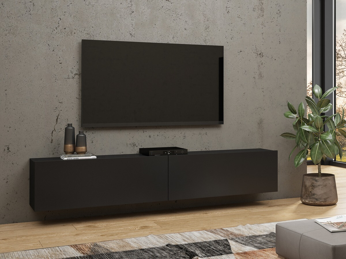 Meuble TV Revmiru 104 (Noir + Chêne wotan)