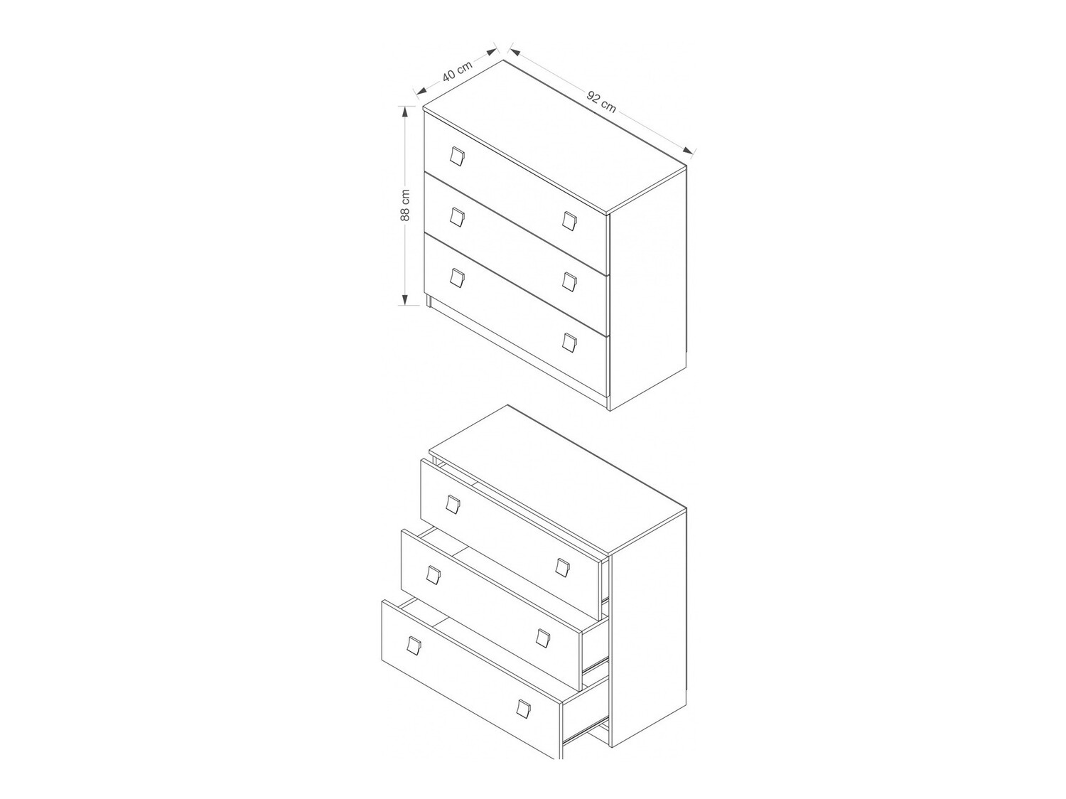 Commode Murrieta 109 (Blanc + Noir brillant)