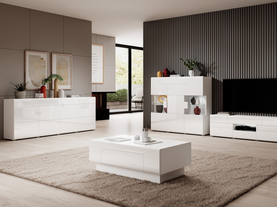 Commode Torsone 102 (Blanc + Blanc brillant)
