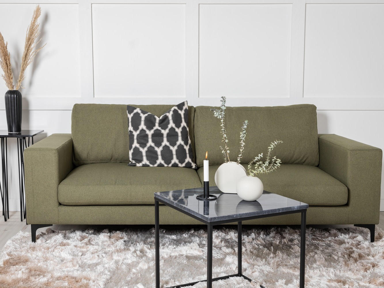 Canapé Dallas 2910 (Vert poussiéreux + Noir)