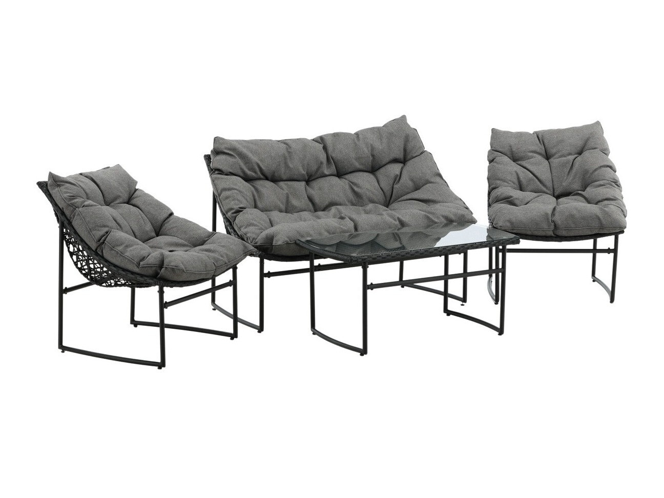 Ensemble de mobilier de jardin Dallas 4732 (Noir + Gris)