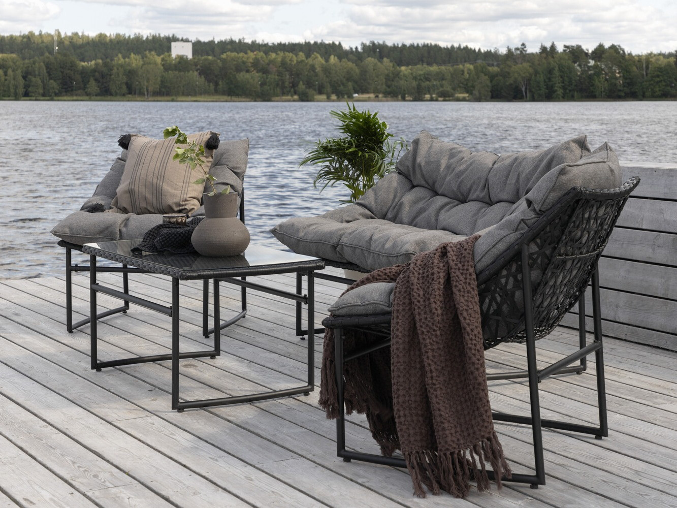 Ensemble de mobilier de jardin Dallas 4732 (Noir + Gris)