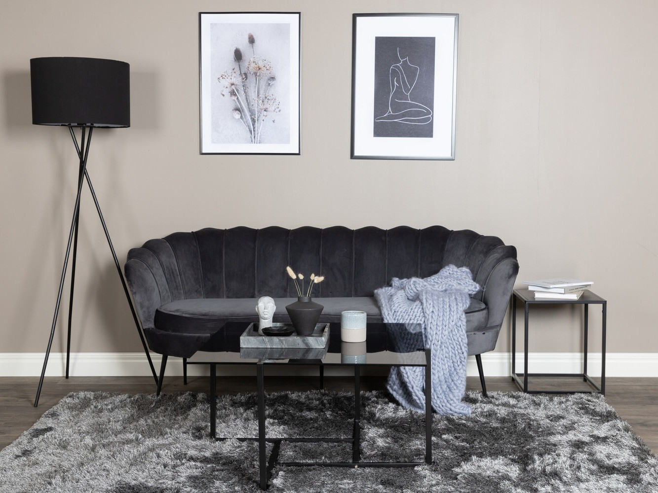 Canapé Dallas 2917 (Gris foncé + Noir)
