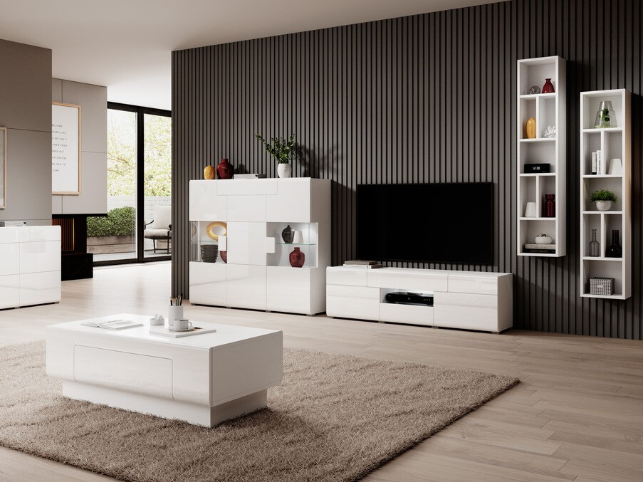 Table basse Torsone 111 (Blanc + Blanc brillant)
