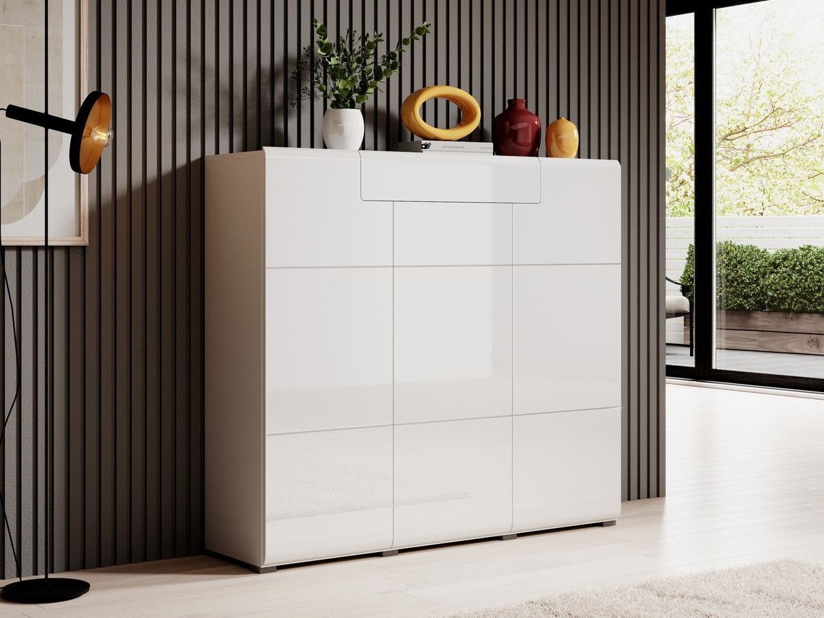 Commode Torsone 112 (Blanc + Blanc brillant)