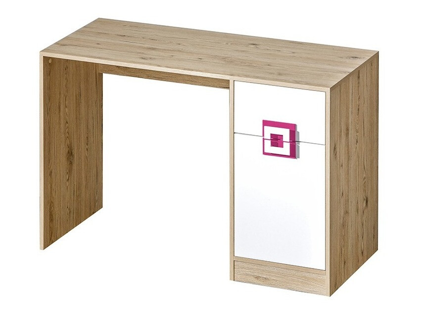 Bureau Balvire 110 (Chêne clair + Blanc + Rose)