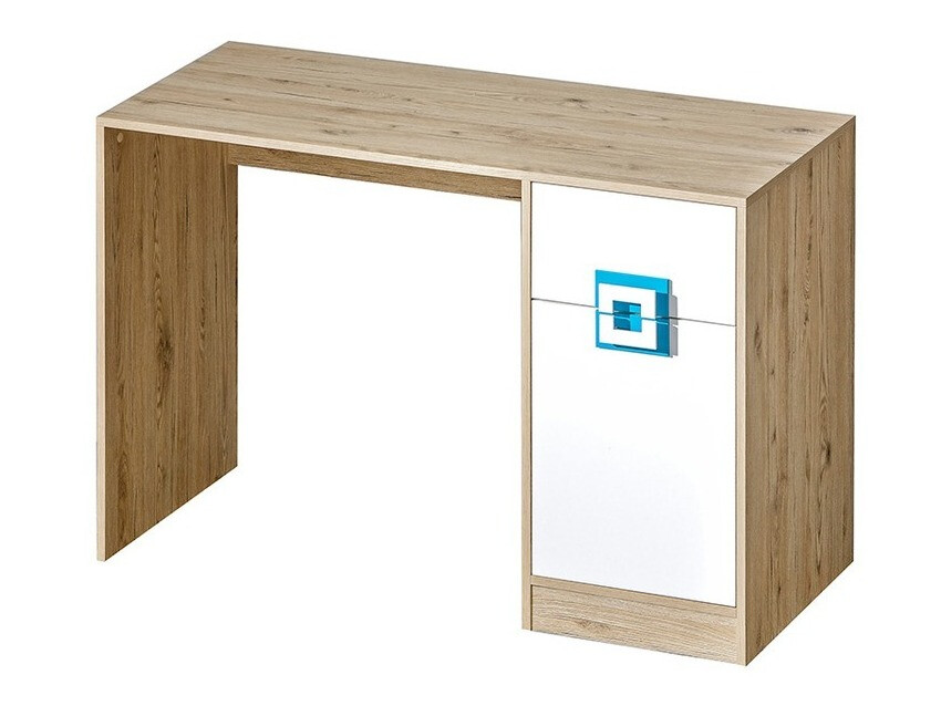 Bureau Balvire 110 (Chêne clair + Blanc + Turquoise)