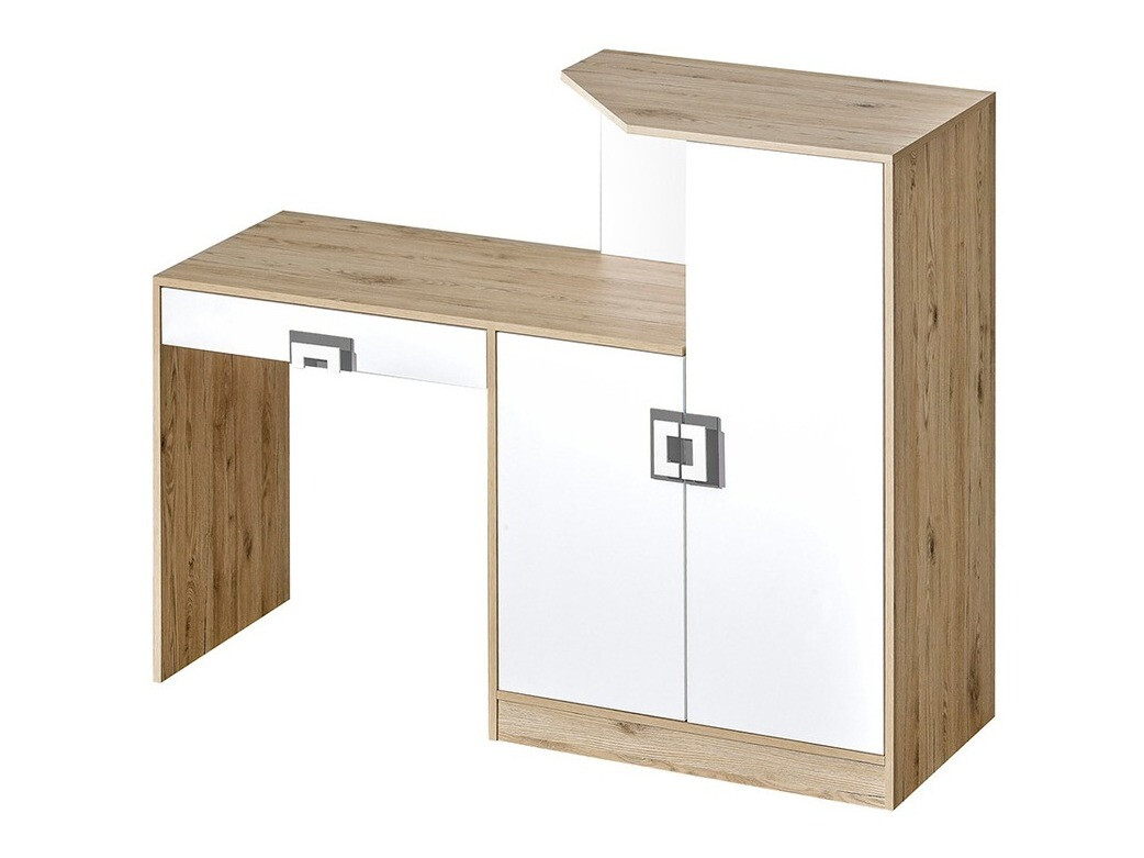 Bureau Balvire 111 (Chêne clair + Blanc + Gris)