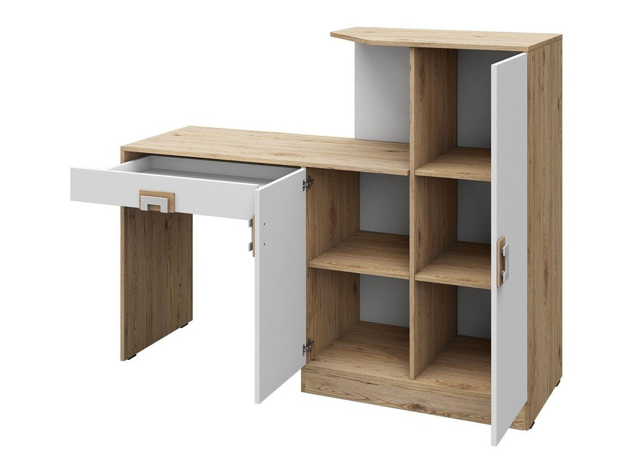 Bureau Balvire 111 (Chêne clair + Blanc + Rose)