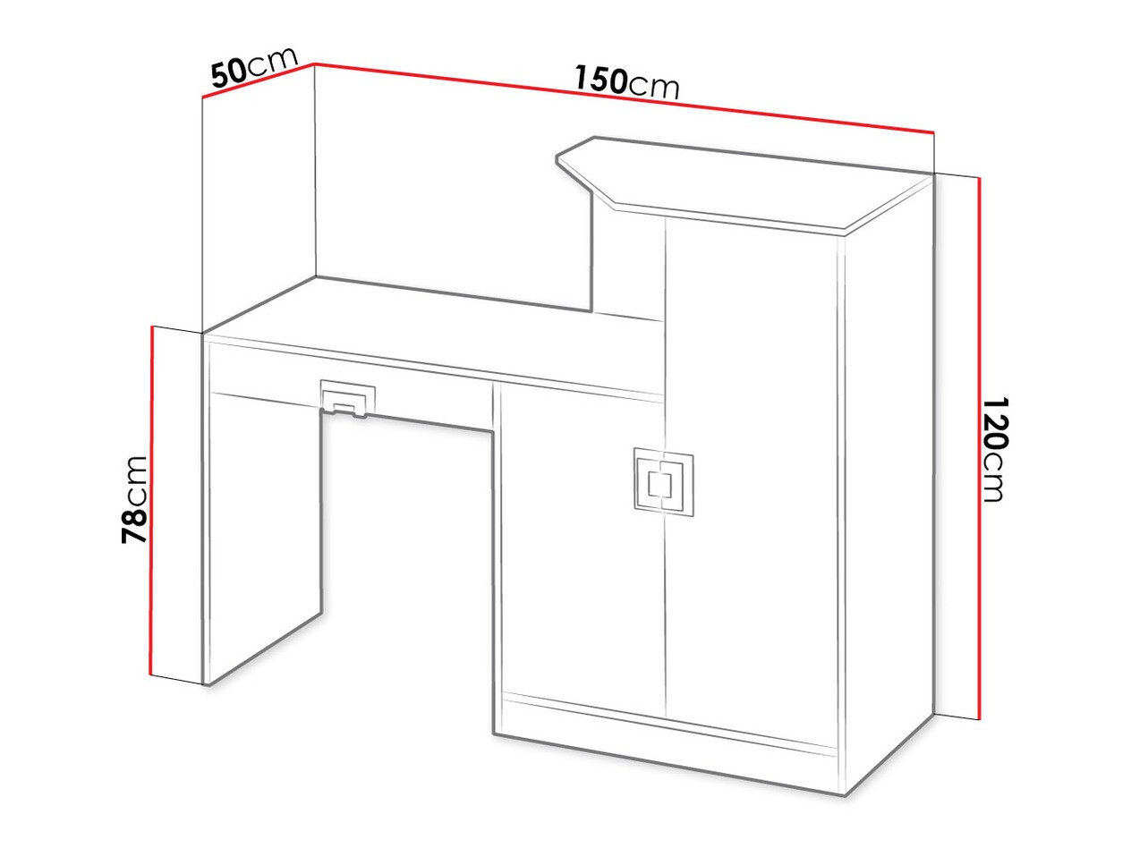 Bureau Balvire 111 (Chêne clair + Blanc + Rose)