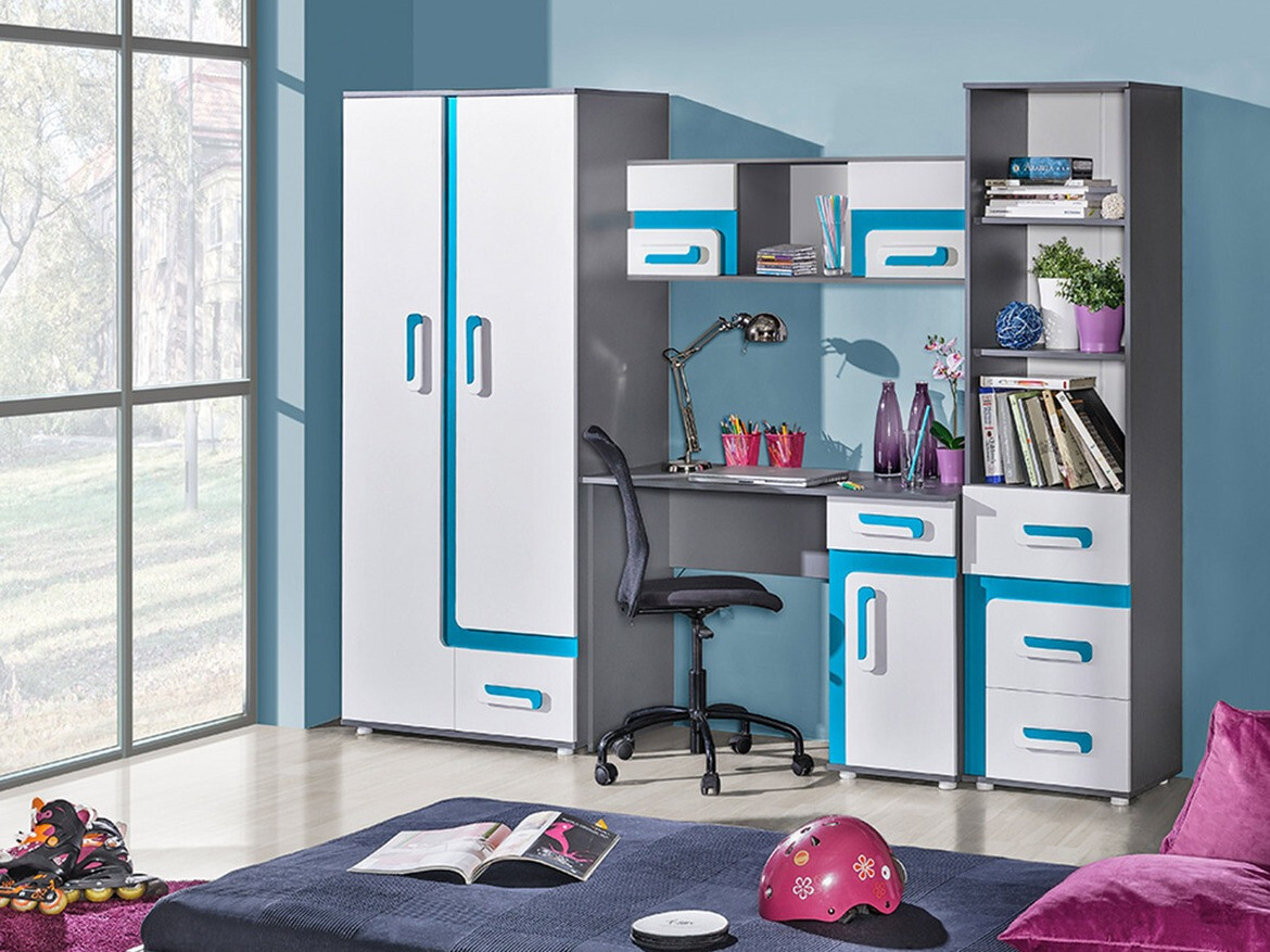 Bureau Levtala 109 (Anthracite + Blanc + Turquoise)