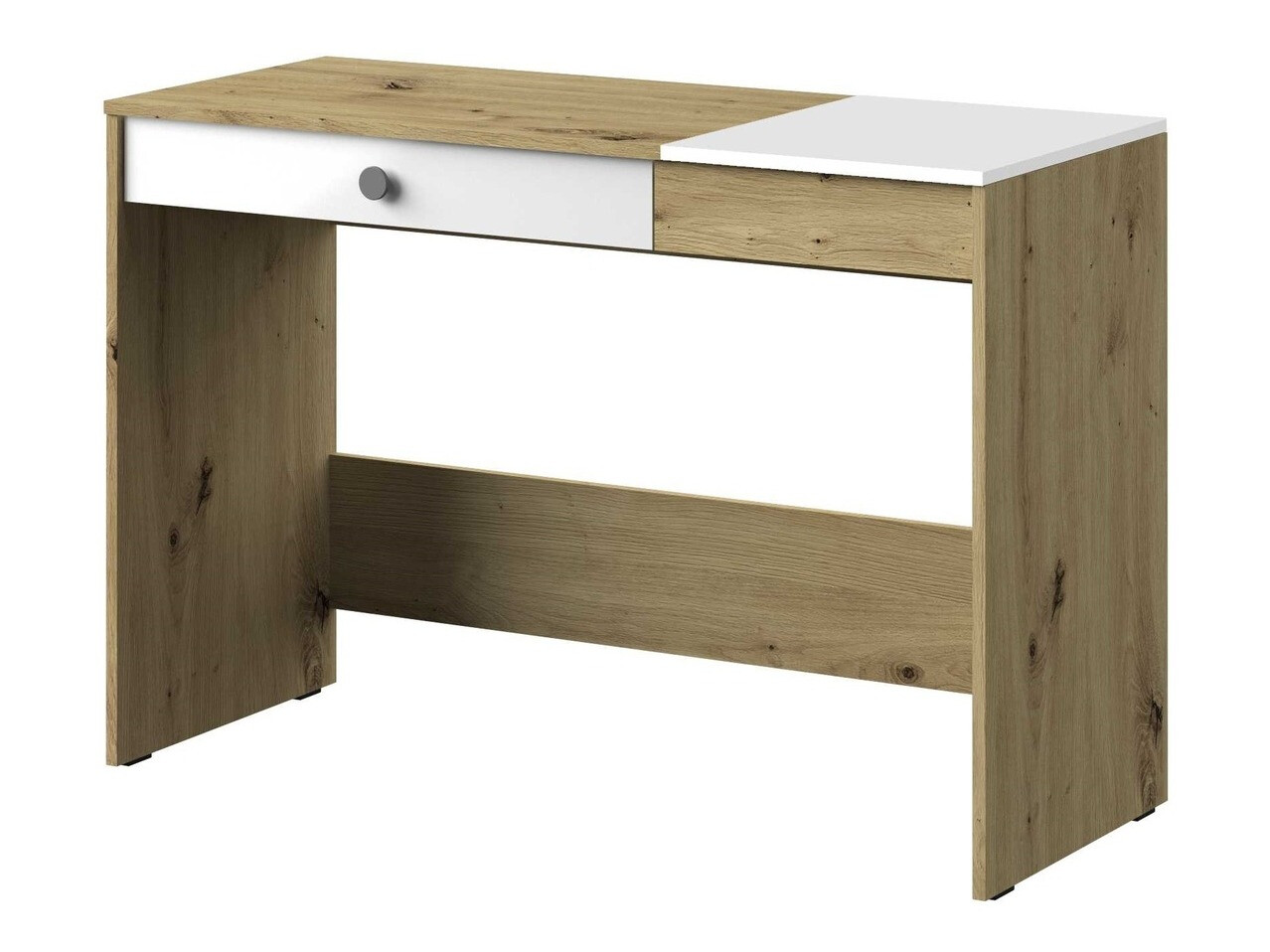 Bureau Mirelbu 109 (Chêne Artisan + Blanc brillant + Gris)