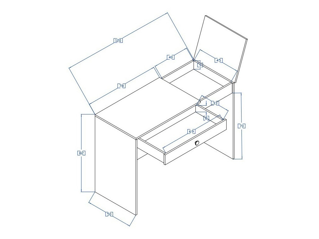 Bureau Mirelbu 109 (Chêne Artisan + Blanc brillant + Gris)