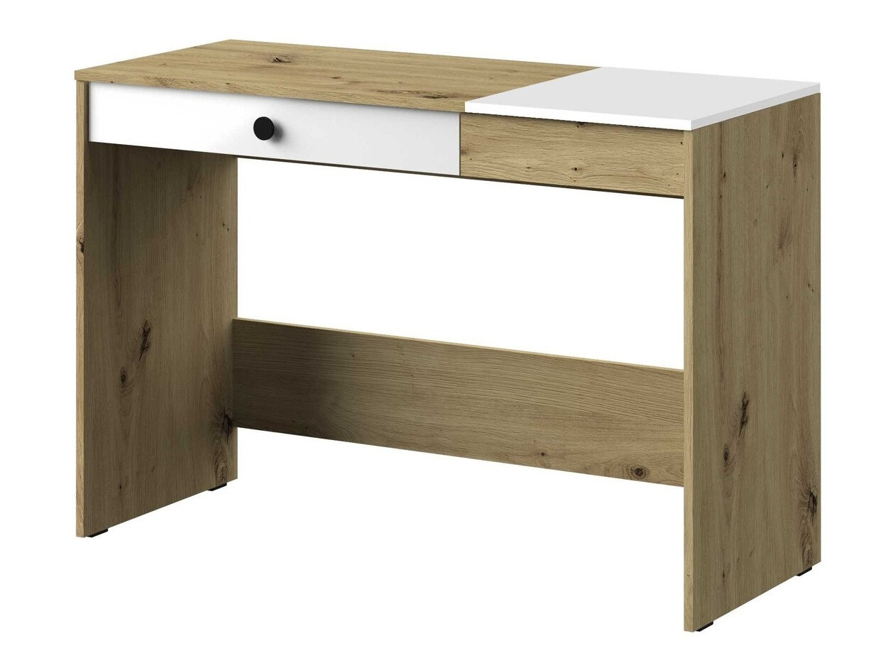 Bureau Mirelbu 109 (Chêne Artisan + Blanc brillant + Noir)