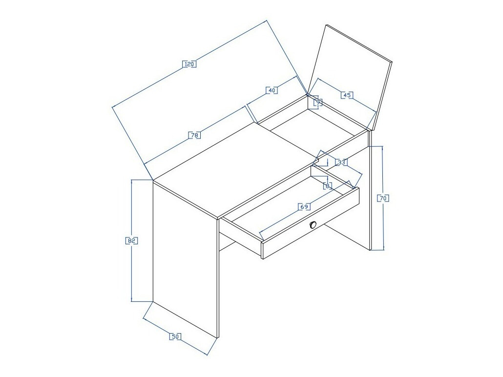 Bureau Mirelbu 109 (Chêne Artisan + Blanc brillant + Noir)