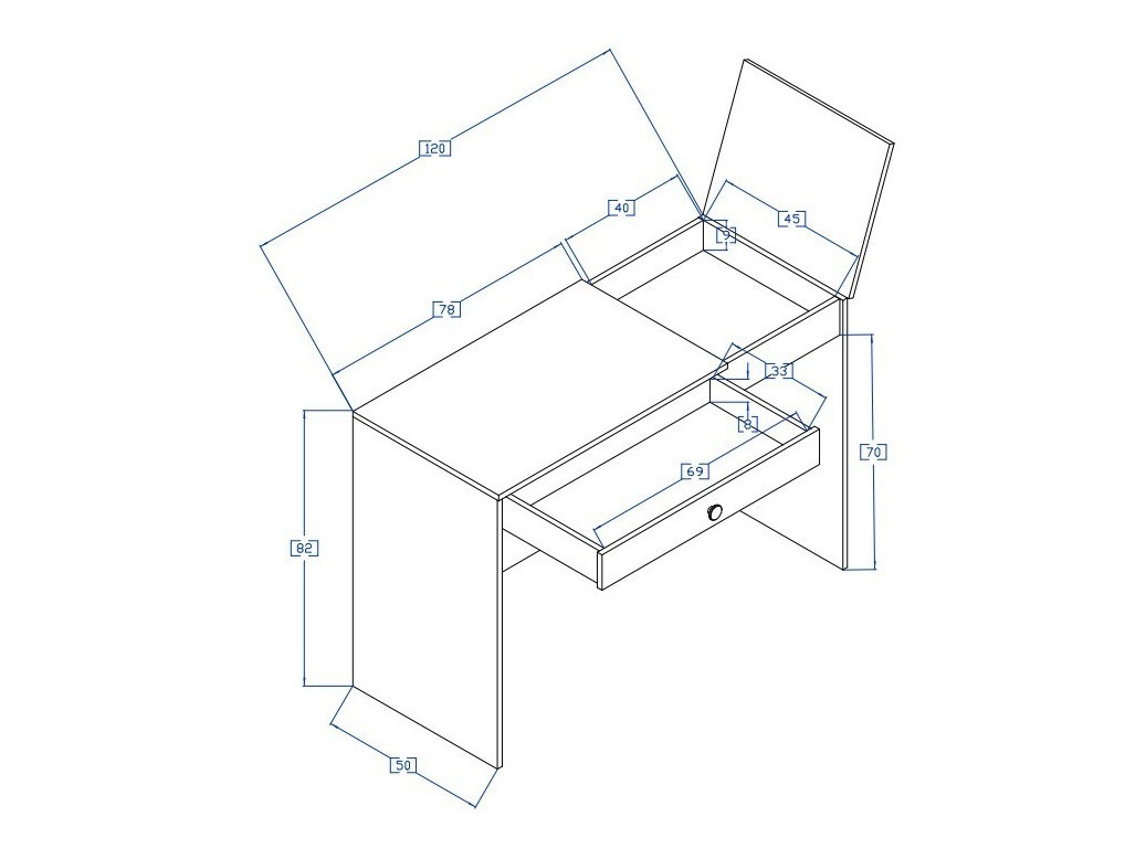 Bureau Mirelbu 109 (Chêne Artisan + Blanc + Noir)