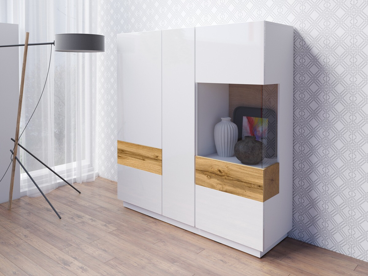 Buffet Livlore 106 (Blanc + Blanc brillant + Chêne wotan)