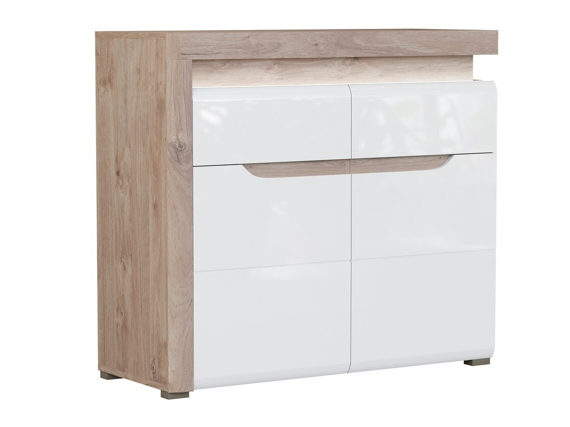 Commode Revelmi 102 (Chêne + Blanc brillant)