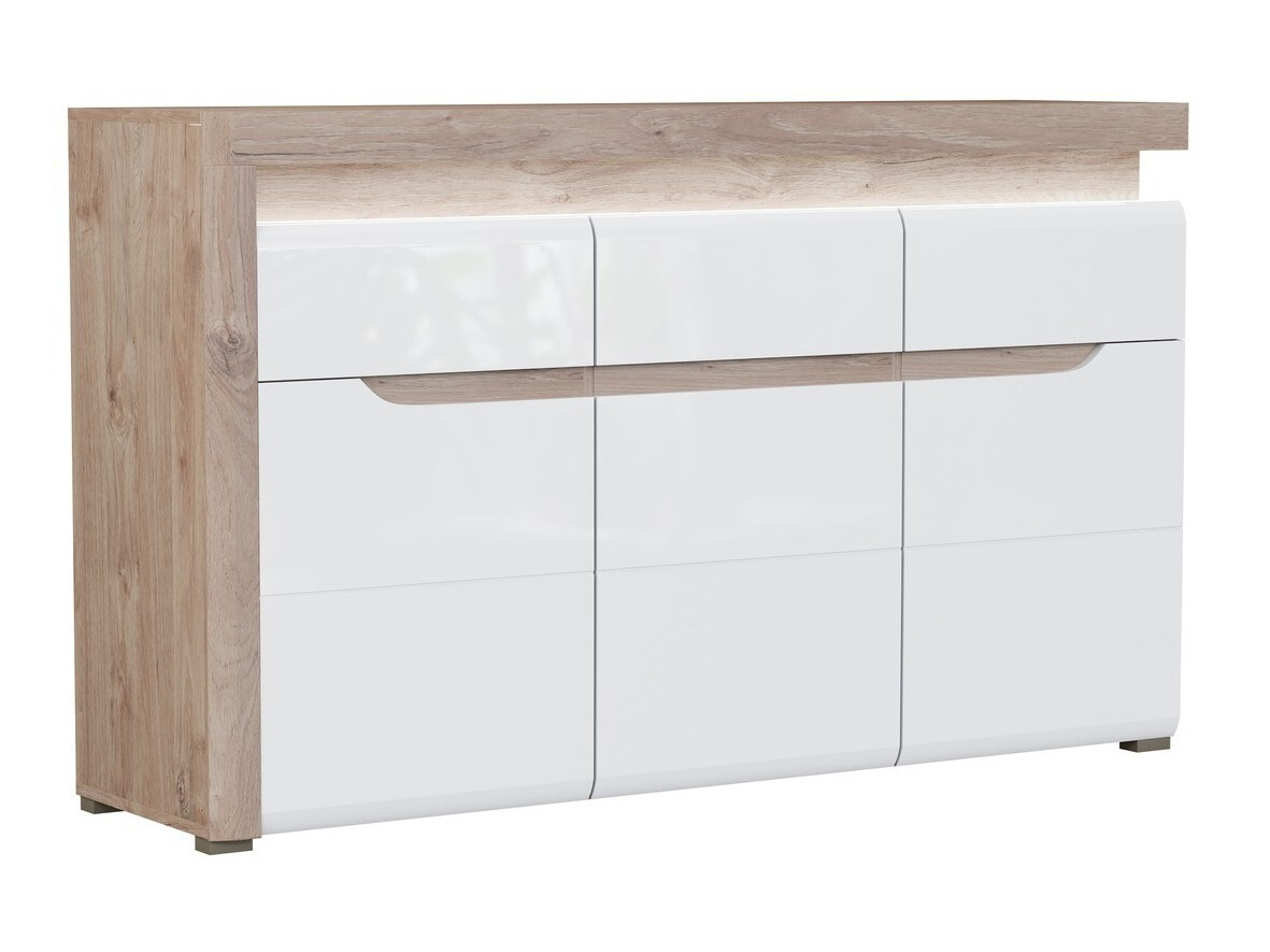 Commode Revelmi 103 (Chêne + Blanc brillant)