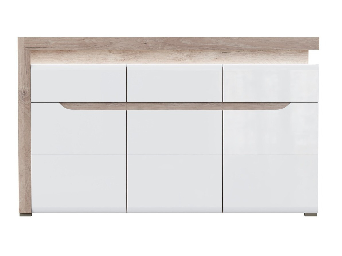 Commode Revelmi 103 (Chêne + Blanc brillant)