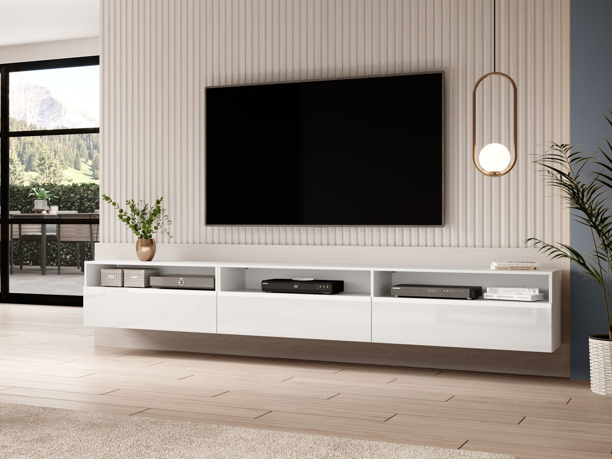 Meuble TV Serodeu 105 (Blanc + Blanc brillant)