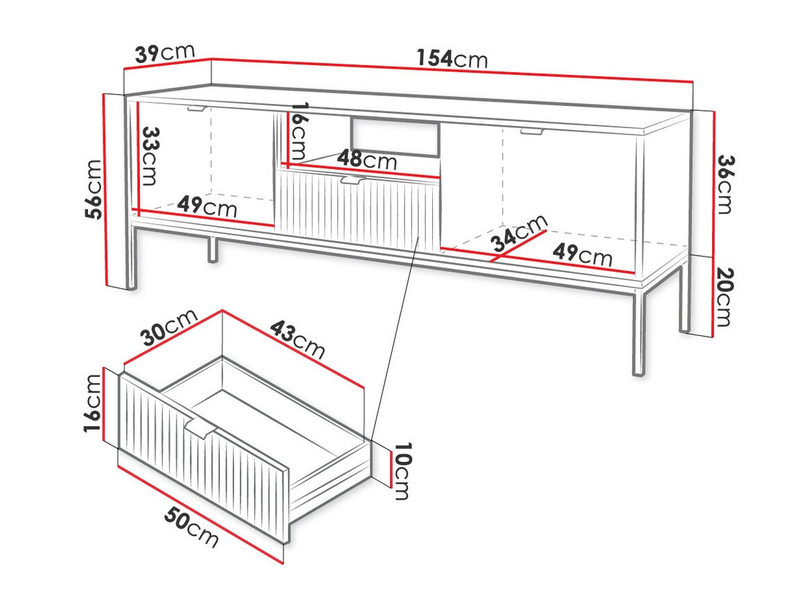 Meuble TV Lima L103 (Gris + Noir)