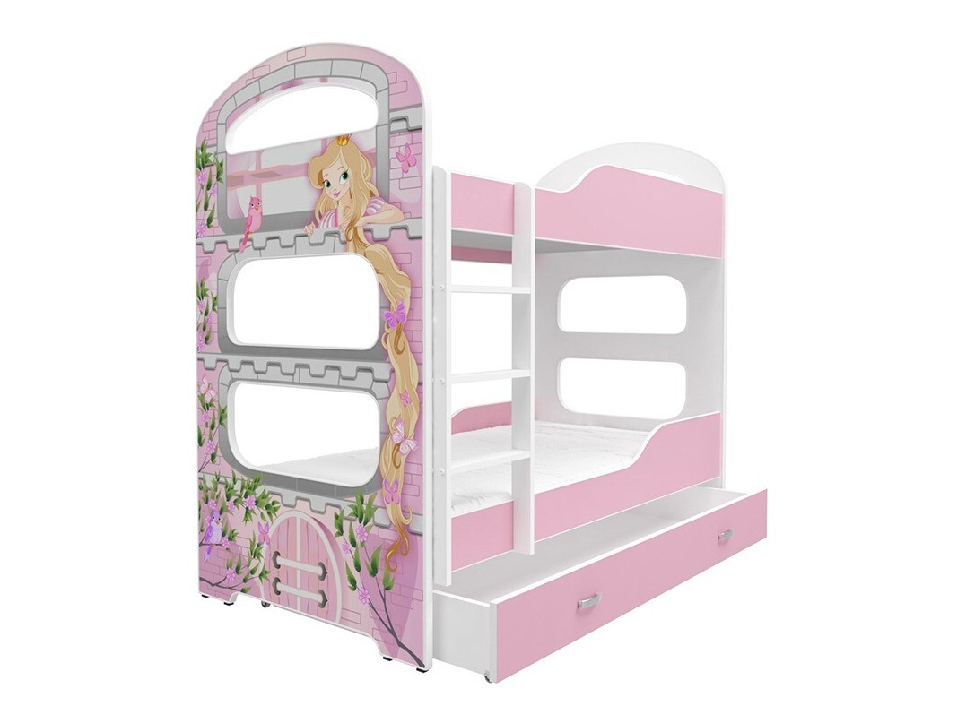 Lit superposé Aurora 116 (Blanc + Rose)