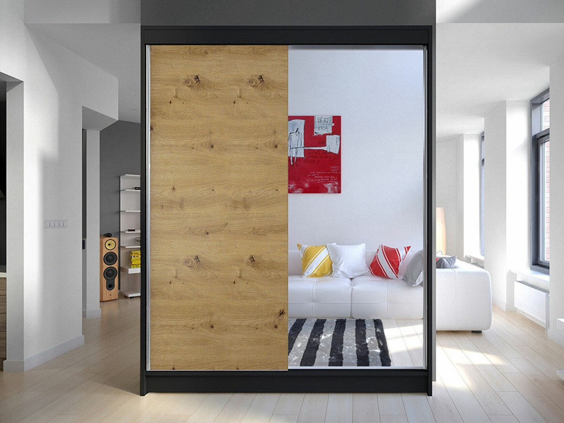 Armoire Closico Vastor I (Noir + Chêne Artisan)