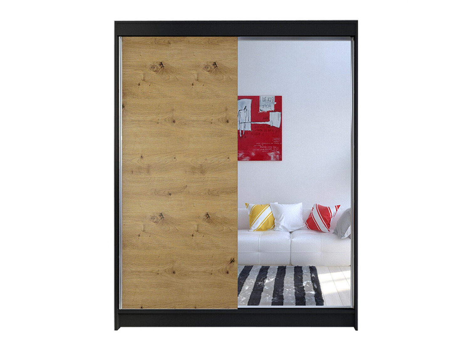 Armoire Closico Vastor I (Noir + Chêne Artisan)