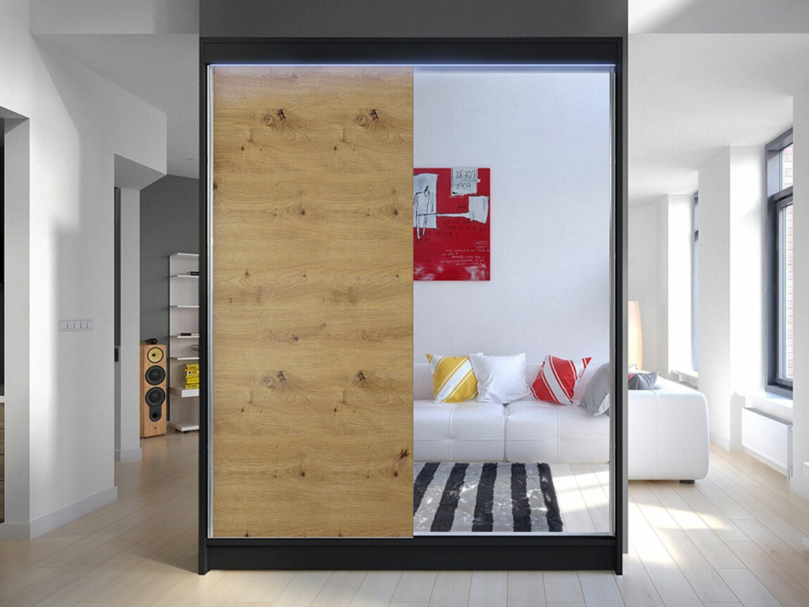 Armoire Closico Vastor I (Noir + Chêne Artisan)