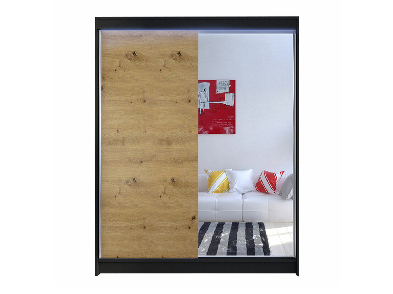 Armoire Closico Vastor I (Noir + Chêne Artisan)