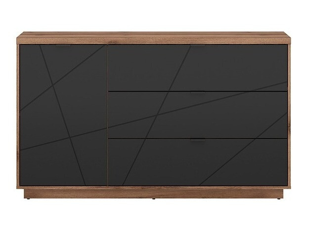 Commode Fivale 100 (Chêne delano foncé + Noir mat)