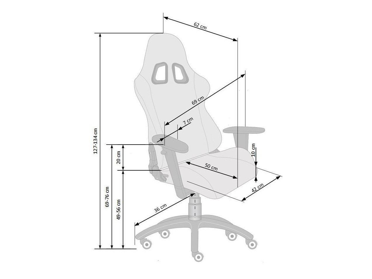 Chaise de jeu Houston 1431 (Noir + Gris)