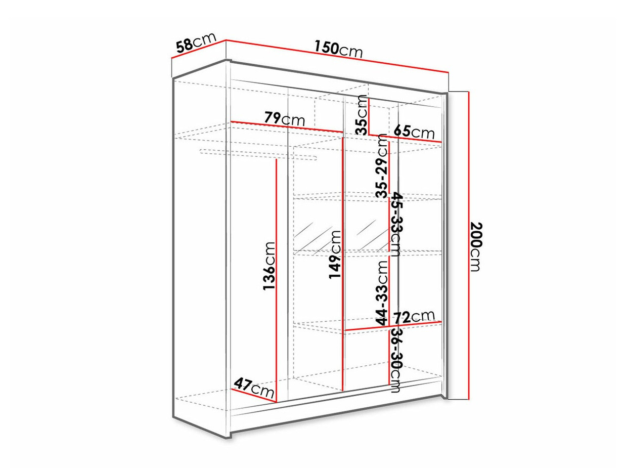 Armoire Closico Vastor II (Blanc + Chêne Artisan)