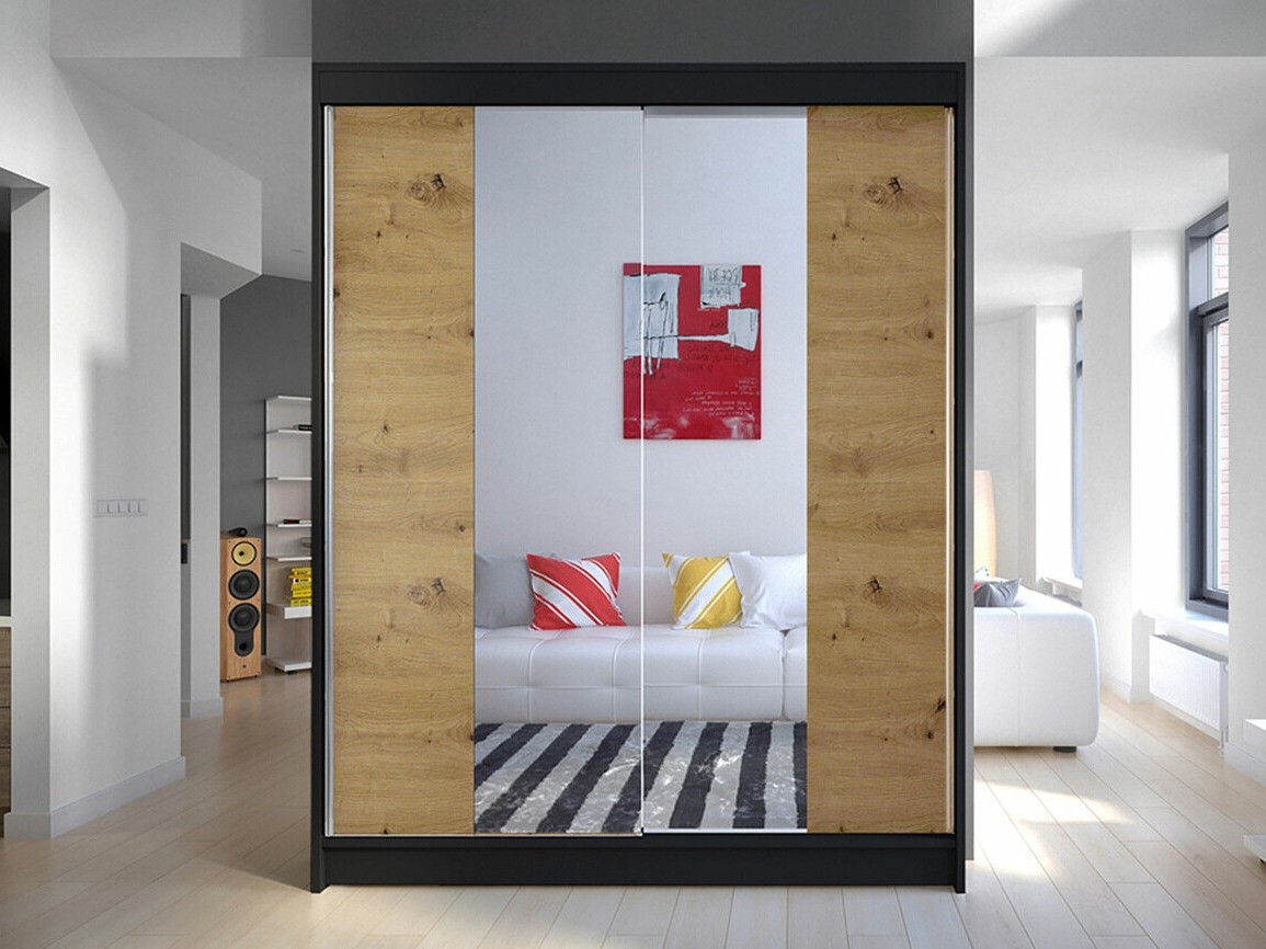 Armoire Closico Vastor II (Noir + Chêne Artisan)